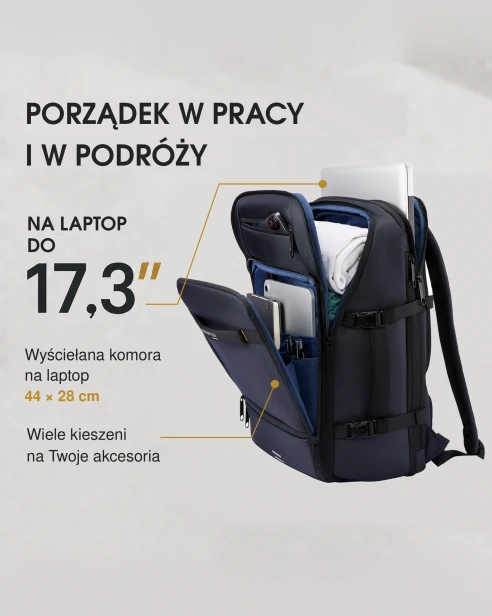 Plecak na laptopa 17,3" Oliver granatowy infografika